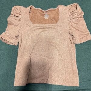 Nine West Pink Puff Sleeve Ruffled Blouse